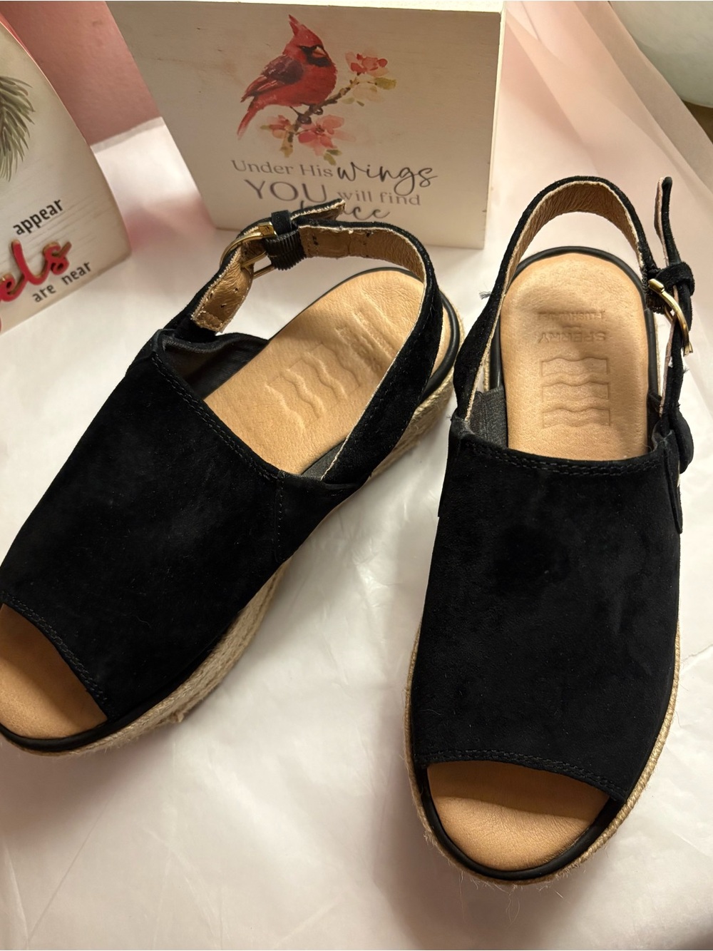 Sperry Black Suede Slingback Espadrille Sandals - Women's